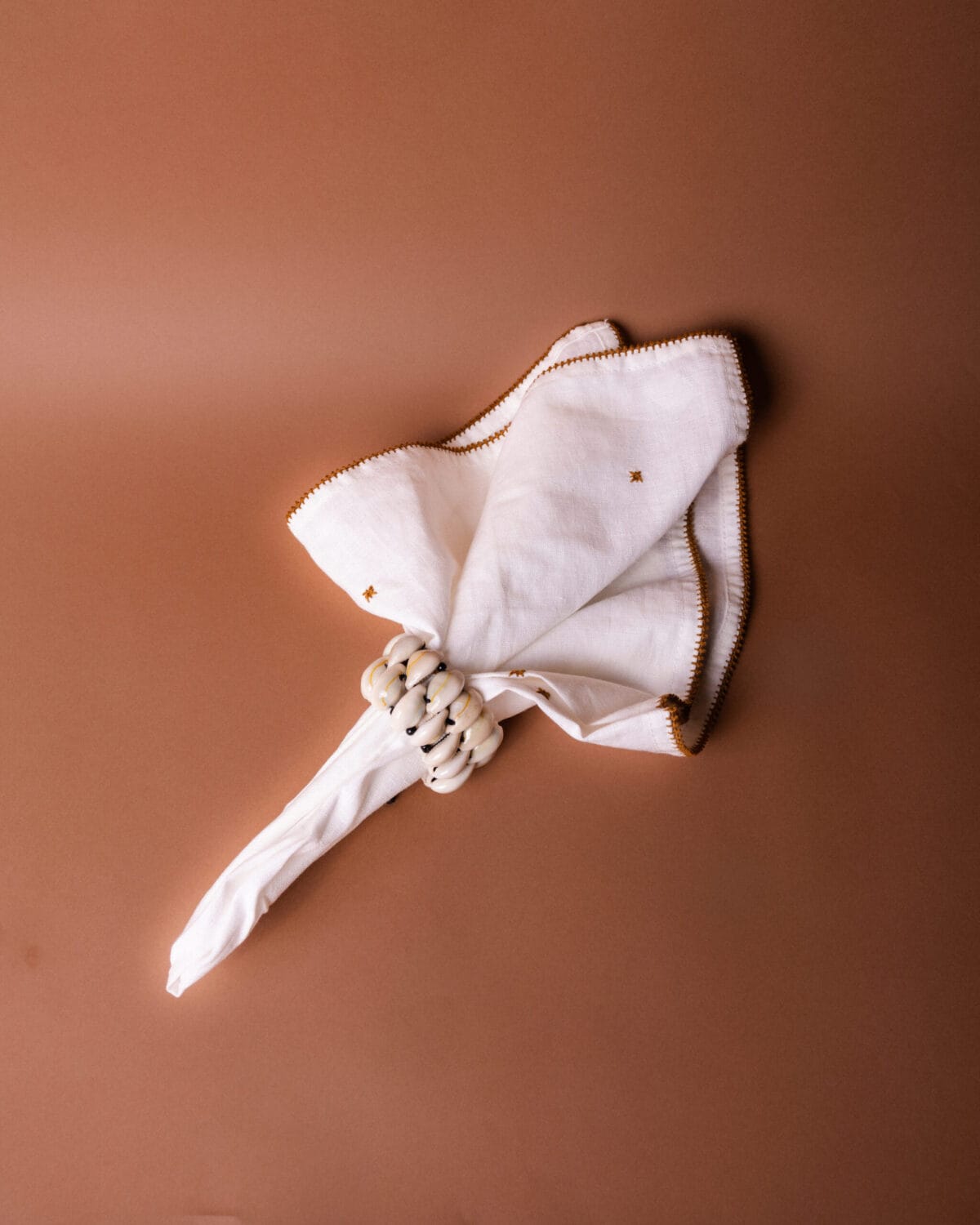 Serviette Lin Brodée cannelle - Cabana Gallery